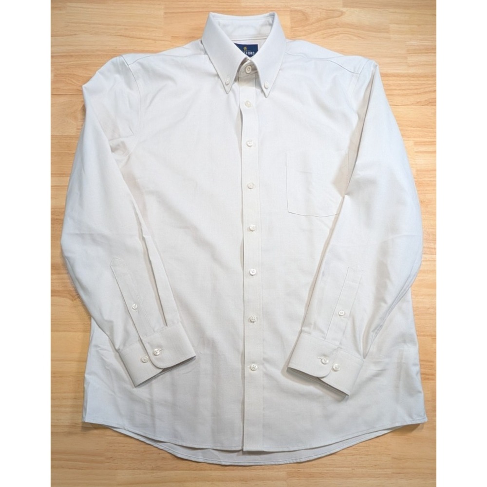 Stafford CoolMax White Dress Shirt Mens 16 34/35 Slim Fit Button Down